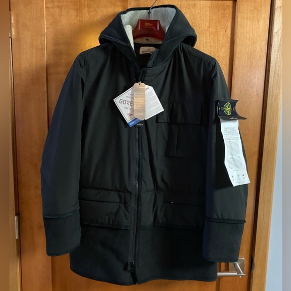 Stone Island Long Coat Size M Black